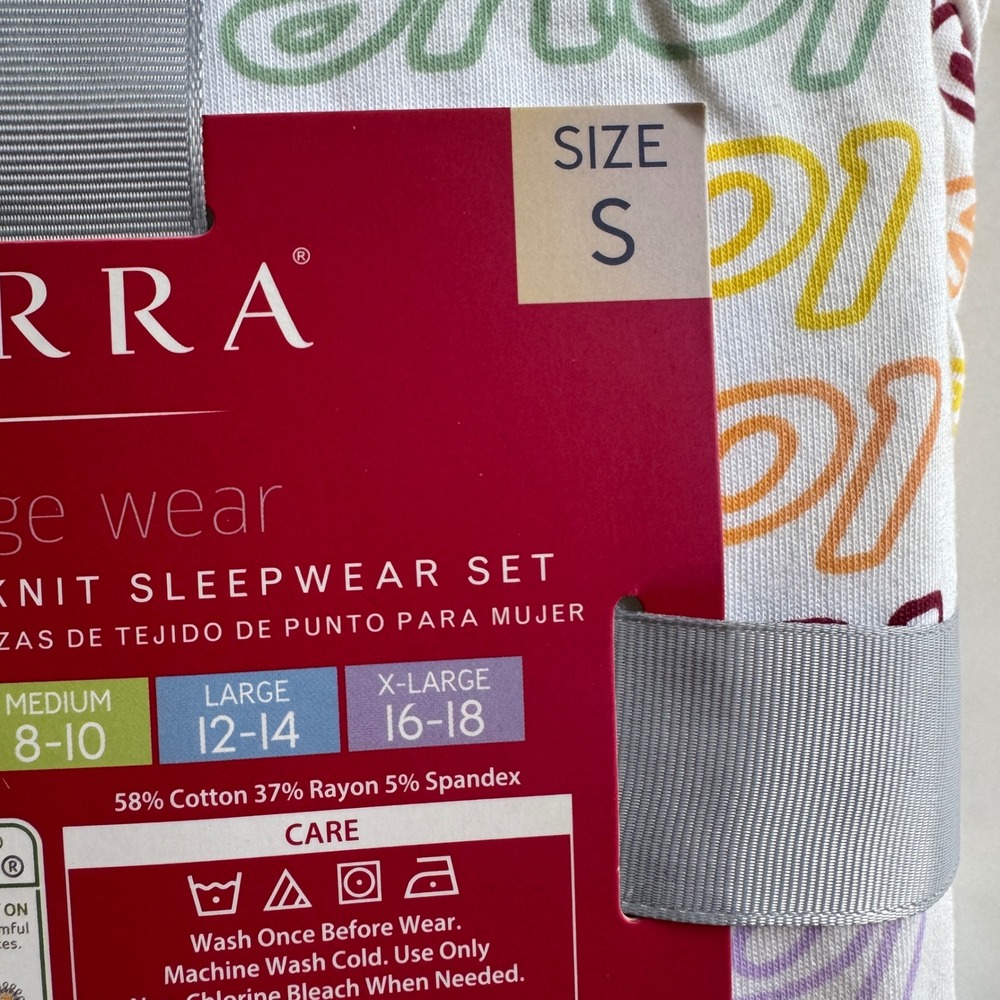 Serra Lounge Wear Womens Small Love Print Rainbow 2 Piece Knit Sleepwear Set New - Picture 7 of 8